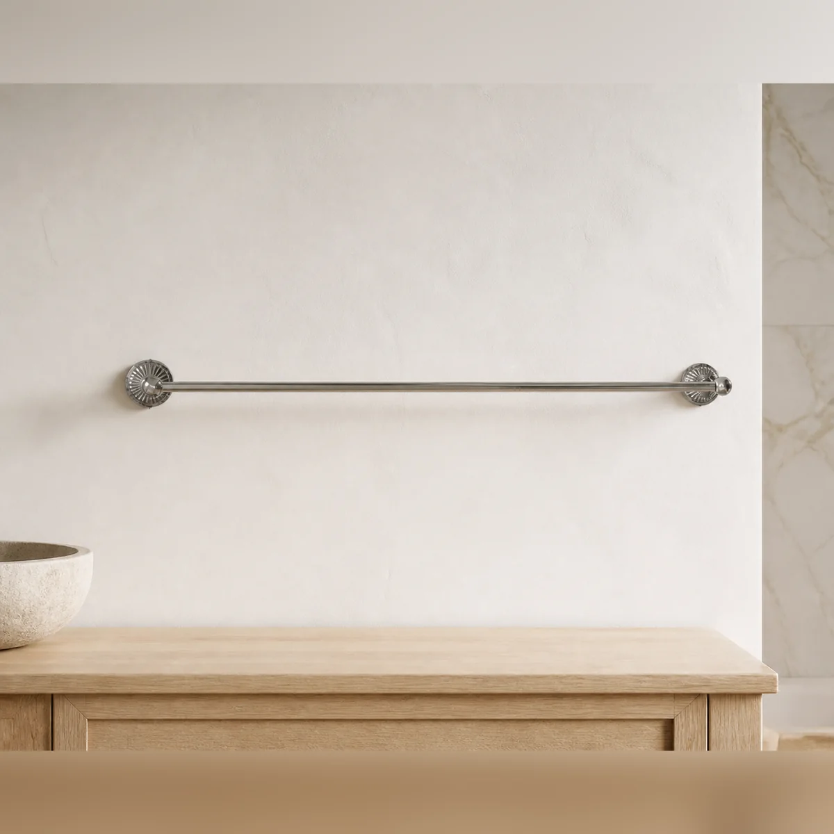 Sunburst Towel Rail staged in a curated room setting one.