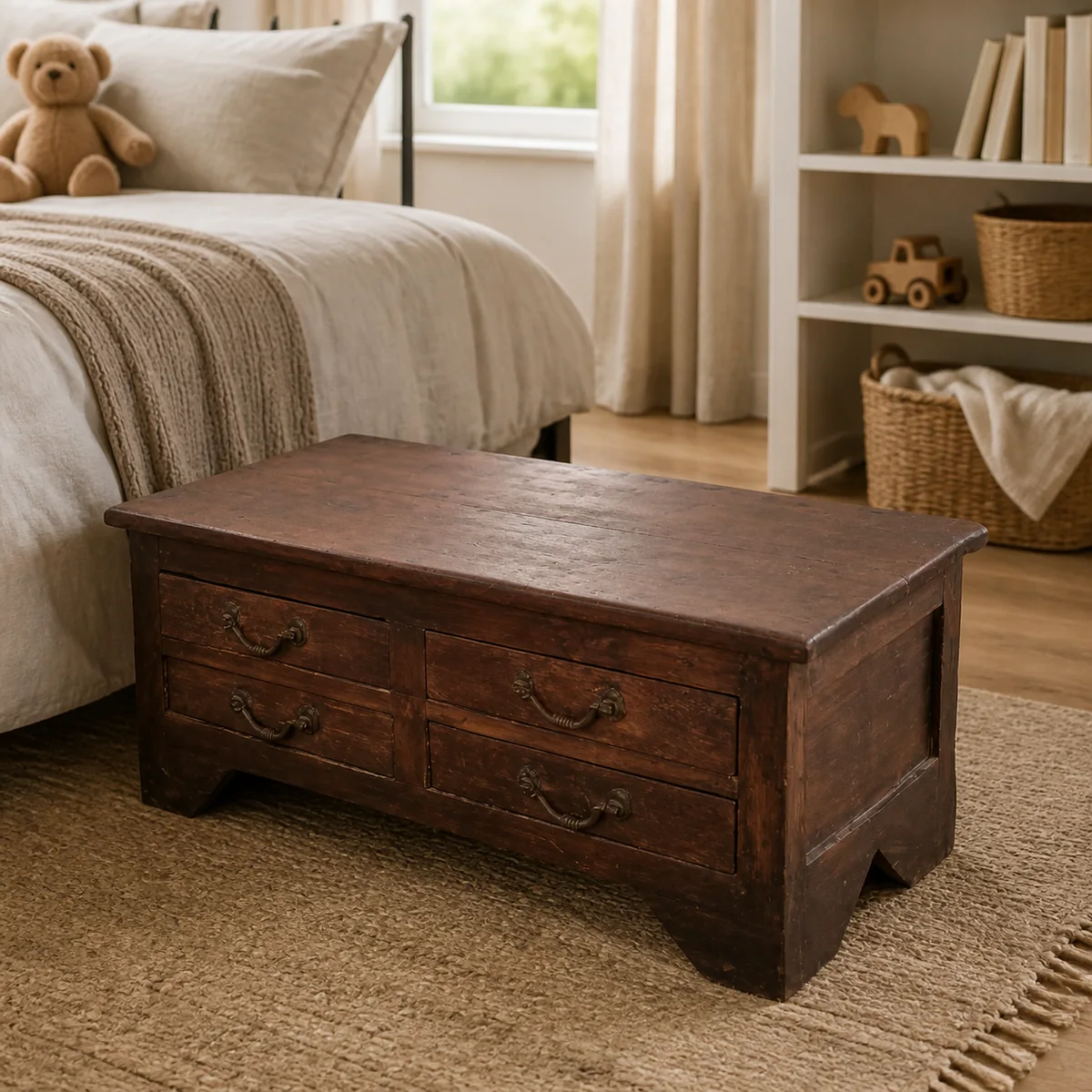 Little Karoo Storage Chest staged in a child-friendly bedroom.